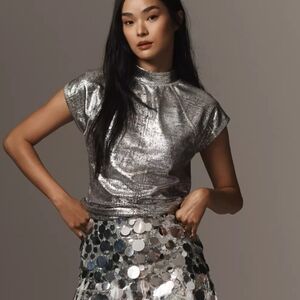 Pilcro Silver Metallic Top Excellent condition.